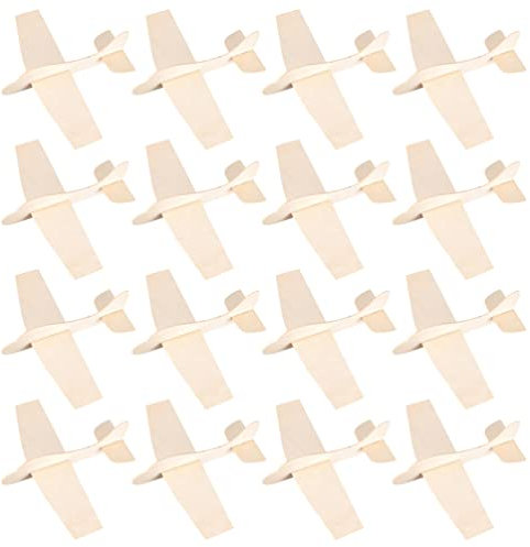 Toyvian Model Kit 20pcs Wooden Airplanes for Kids, DIY Wooden Planes Unfinished Wood Airplane Toy Model Wood Planes to Paint for Birthday Carnival Party Arts Crafts