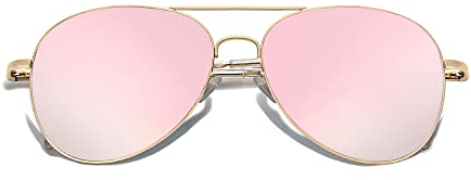 SOJOS Mode Metallrahmen Verspiegelt Linse Unisex Sonnenbrille mit Frühlings Scharnieren SJ1030 mit Gold Rahmen/Rosa Linse