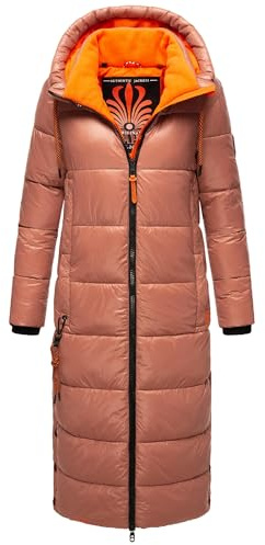 Navahoo Damen warmer Winter Steppmantel mit Kapuze Schmuseengel Terracotta Gr. S