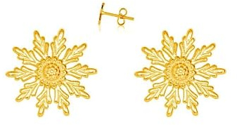 TALISMAN JEWELLERY Pendientes Eguzkilore Flor Vasca Chapado Oro 18K | Símbolo de protección · Cierre de tuerca botón · Disponible en 2 tamaños