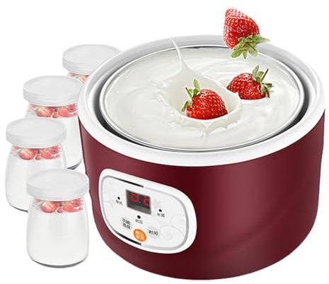 Cammeciso Yogurtiera,Macchina per Yogurt Greco,Yogurtiera Elettrica con Timer Digitale,Macchina per Yogurt Completamente,Probiotic Yogurt Maker,con 4 100ml Vasetti,per Uso Domestico