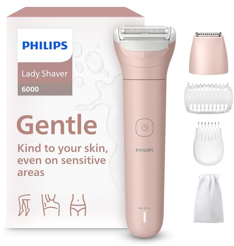 Philips Lady Shaver Series 6000 - Cordless, Wet & Dry Electric Shaver, 3-Blade Shaving System, for Legs, Body & Bikini, 80 Mins. Runtime, Model BRL137/00