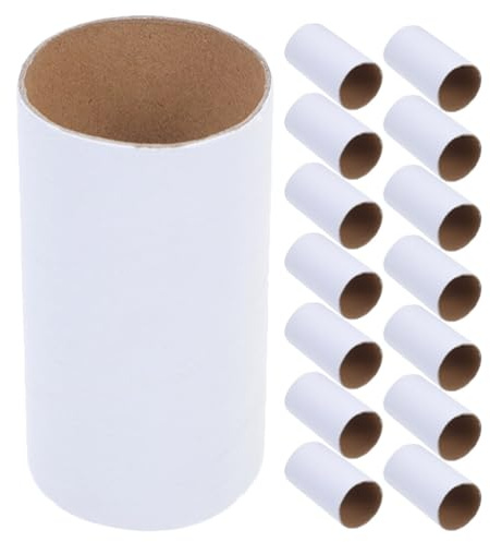 Operitacx 15pcs Cardboard Craft Tubes, 4 Inch Round Paper Rolls, DIY Art Projects Blank for Kids Painting Drawing School Supplies (White)
