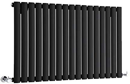 Milano Aruba Black Horizontal Single Oval Panel Radiator - 635mm x 826mm