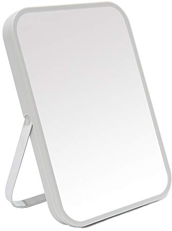 YEAKE Tisch-/Schreibtisch-Make-up-Spiegel, 20,3 cm, tragbarer Klappspiegel mit Metallständer, um 90 ° verstellbar, Tavel-Make-up-Spiegel, hängend, Badezimmer für Dusche, Rasur (grau)