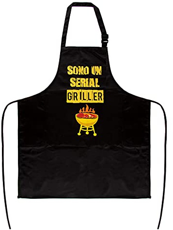 BETESSIN Tablier Barbecue Noir Chef Tablier de Cuisine Unisexe Griller Cadeau Drôle pour Familial Restaurant Jardin Café Tablier pour Boulanger Femme Homme