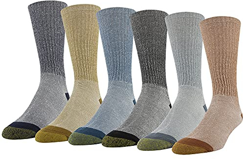 Gold Toe Men's 656s Cotton Crew Athletic Socks, Multipairs, Rust Assorted (6-Pairs), Large (Pack of 6)
