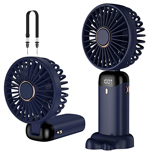 Rafada Mini ventilateur portable, rechargeable, petit ventilateur de poche avec 5 vitesses, batterie intégrée de 4200 mAh, ventilateur USB pliable pour bureau, extérieur