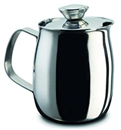 PEZZETTI, Lechera de acero inoxidable, jarra de leche de acero, con tapa, 4 tazas