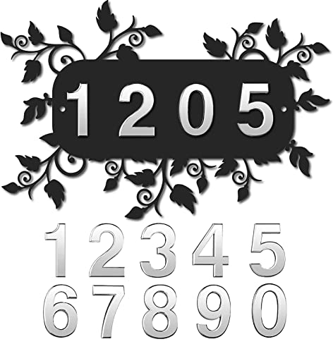 CREATCABIN Plaques D'Adresse de Maison en Métal avec Motif de Feuille Personnalisé Moderne pour Maison, Porte, Cour, Hôtel, Bureau, Extérieur, Jardin, Boîte aux Lettres, Plaque Murale Décorative 11.8
