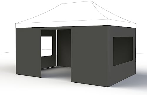 Juego de 4 Paneles Laterales Grises para Carpa Todoterreno, 3 x 4,5 m, Funda de poliéster de 160 g/m², Revestimiento de Poliuretano, Color Gris