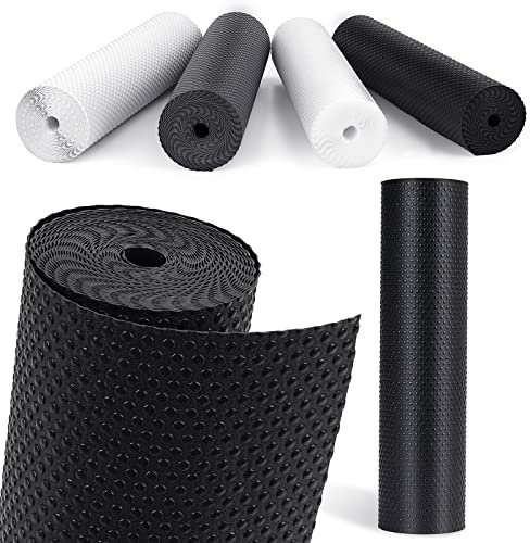 MooiFun Tapis Frigo en EVA, Tapis Fond de Tiroir Antiderapant Non-adhésif, Plastique Tapis pour Refrigerateur Placard Etagere, Protection pour Meuble Camping, sous Evier Cuisine (Noir/30cmx600cm)