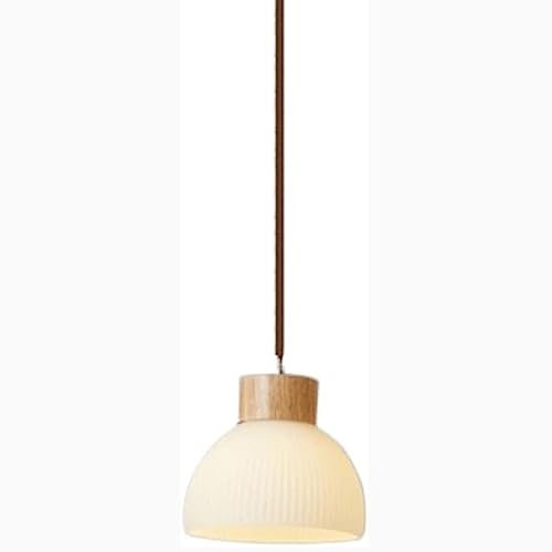 Lampadario moderno in vetro decorativo in legno in stile nordico, personalità Lampada a sospensione in vetro a forma di scodella creativa Paralume, Lampada a sospensione a soffitto con montaggio a