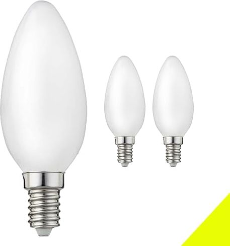E14 LED Warmweiss Glühbirnen 2700K 5 Watt Ersetz 48 Watt Mini Lampen Klein Kühlschrank Kerze Birne Salzlampe Tischlampe Kronleuchter,220V-240V Filament Milch Kerzenlampe,Opal,3er-Pack (3 Stück)