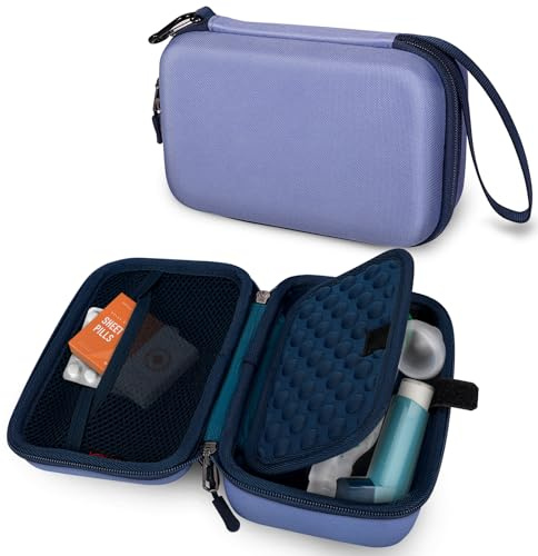 MEDMAX hårt skal fodral för bärbar nebulisator astma inhalator, lavendel lila | Stötsäker repfri resväska för personliga inhalatorer, nebulisador, andningsproblem och handhållen nebulisator. Endast fodral.