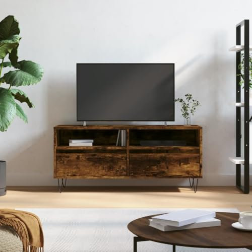 ShGaxin TV-bänk Plywood rökt ek 100 x 34,5 x 44,5 cm, TV-skåp, TV-bord, TV-skåp, TV-skåp, TV-skåp, TV-skåp, vardagsrumsmoduler, modernt vardagsrumsmöbel - 831241