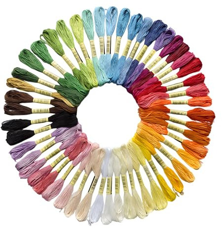 Stickgarn 50 Farben, Stickgarn Set, Knüpfgarn, Embroidery Floss, Embroidery Thread, Strickgarn, Perfekt für Basteln Leisure Arts Kreuzstich, 8 m, 6-Fädig