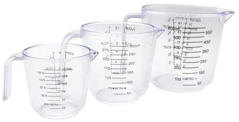 MAGICLULU 3piezas Taza Medidora Transparente Plástica Vaso Medidor Jarra Medidora Para Cocina