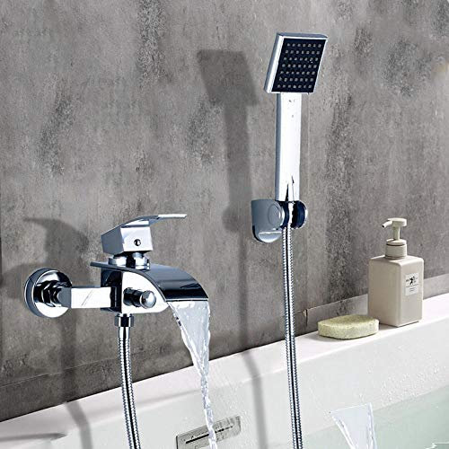 Badrum tvättställ beslag badkar dusch kran vattenfall kran enhand mixer kran krom abs hand dusch badrum/dusch kran, YASAKUE
