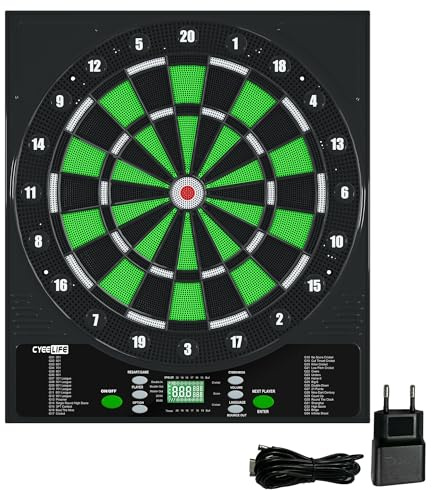 CyeeLife Elektronische Dartscheibe mit Deutsche Stimme,Innovativer Dartautomat mit 34 Spielen & 355 Varianten,8 Lautstärkestufen inkl. Stummschaltung,Electronic Dartboard für 1 bis 8 Spieler