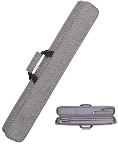 Biljardkö Fodral, 87cm Snooker Cue Fodral Har 1 Butts Och 2 Axlar Och Förlängnings Biljard Cue -väska Med Justerbara Axelremmar (inte För 3/4 Biljardkö)(Color:grå)