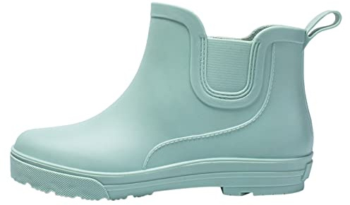 Botas de goma para mujer, forradas, impermeables, botas de lluvia, botas de invierno, botines de jardín, botas de jardín, botas de agua para exteriores, botas de trabajo, botas de trabajo, verde menta