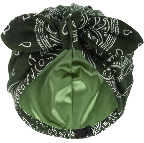 Ababalaya Satin Lined Beanies for Women Chemo Headwear Silky Lined Cotton Sleeping Cap (1, Green)