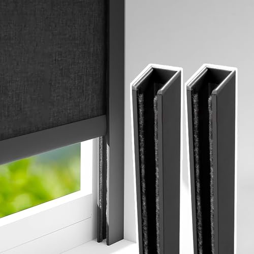 Light Blocking Strips for Blackout Roller Blinds, U-Shaped Side Rail Track for Home Theaters, Nurseries, and Bedrooms - Enhance Privacy and Light Control