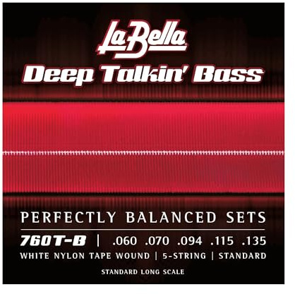 La Bella 760T-B Deep Talkin' White Nylon Tape Wound Standard Bass Guitar String 60-135