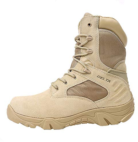 LiliChan de los Hombres Táctico Botas Delta Lado Cremallera Militar Trabajo 8 Pulgadas Ejército Zapatos (45, Broncearse)