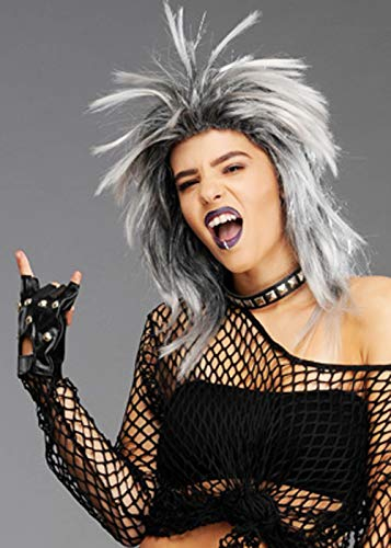 Magic Box Womens 80s Punk Silver Tina Rockstar Wig