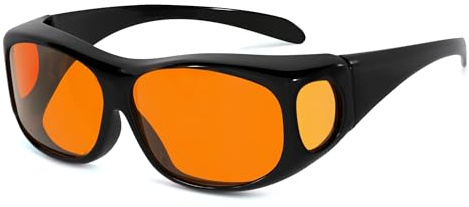 Eyekepper 100% Blue Light Reduction,Huge Fitover Anti-Blue Blocking Computer Eyeglasses with Extra Amber Lenses, Black