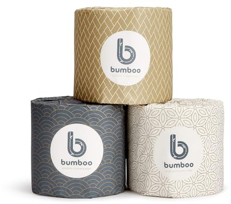 Bumboo Bamboo Toilet Roll 48 Pack | Wrapped Toilet Paper 3 ply, 300 Sheets | Eco Friendly Toilet Paper Bulk | Plastic-Free, Soft, Strong, Sustainable & Biodegradable Loo Roll