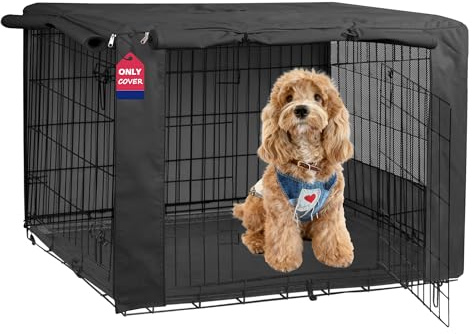 HiCaptain Folding Metal Dog Crate Cover for 36 Inch Wire Pet Cage (Black)