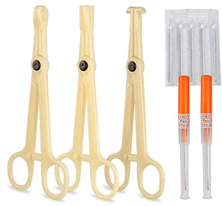 ATOMUS Body Piercing Clamp Kit for Body Piercing Navel Tongue Eyebrows Fingers Nose 2pcs 14G Catheter Puncture Needle 5pcs 16G Piercing Needles