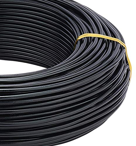 BENECREAT 12 Gauge (2mm) Schwarzer Aluminiumdraht, 180 Fuß (55m) Biegbarer Metallformdraht für Bonsai-Bäume, Blumen, Kunsthandwerk