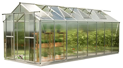 GFP Serra Saph 8 telaio in alluminio 259 x 513 cm, lastre a doppia parete di 8 mm, con apri-finestra automatico e telaio di fondazione