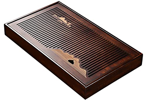 YAWEDA Tee-Tablett Wasserspeichertyp Bambus Japanischen/chinesischen Gongfu Tee Tisch,Teetisch Aus Bambus Für Chinesische Teezeremonie Langlebig Und Verfeinert (Size : 48x28x5.5cm)