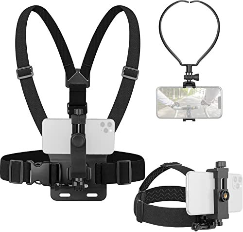 ChromLives Action Camera Phone Chest Belt Strap Harness Mount for Camera Smartphone GoPro Max Hero 10 9 8 7 6 5 Action Holder Shoulder Accessories Kit