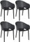 CLP 4er Set Stühle Sky Pro I Gartenstühle aus Kunststoff I Stapelbarere Bistrostühle I Wetterfester Lehnstühle, Farbe:schwarz