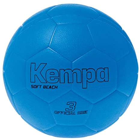 Kempa Pallamano morbido da spiaggia, adatto per l'uso sulla sabbia, superficie antiscivolo, basso rischio di lesioni, blu fluorescente