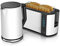 Arendo - Wasserkocher mit Toaster SET Edelstahl Weiß matt, Wasserkocher 1,5L 40° - 100° Warmhaltefunktion Toaster 4 Scheiben LED-Display 6 Bräunungsgrade Brötchaufsatz