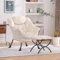 YOTATING Bequemer Sessel mit Fußhocker, Lazy Chair mit Ottomane, Freizeit-Akzentstuhl, Relax-Lounge-Sessel mit Armlehnen & Seitentasche für Wohnzimmer, Schlafzimmer & kleine Räume, Beige