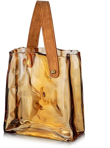 Glass Purse Vase for Flowers Amber Vases for Centerpieces