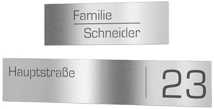 Graviers Design Briefkastenschild aus Edelstahl für Briefkasten selbstklebend - Namensschild Straße Hausnummer Schild personalisiert mit Lasergravur