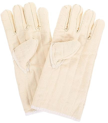 TOPBATHY Oven Mitts Baking Gloves Beige Canvas Heat Resistant Protective Industrial Gloves Lightweight Portable for Cooking and Baking