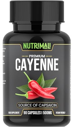 Cayenne Pepper Capsules - 90 Organic Capsules | High Strength Up to 1500mg | Natural Herbal Supplement | Zero Fillers 100% Natural & Vegan Friendly | By NutriMali
