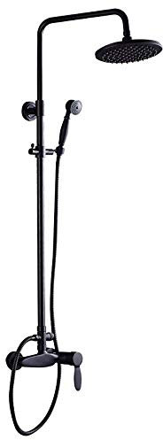 Regendusche Wasserhahn, Einhand Bad Duschset, Wandmontage Duscharmatur Wasserhahn, Badezimmer Duscharmatur Wasserhahn, Schwarz, LANHUAJ