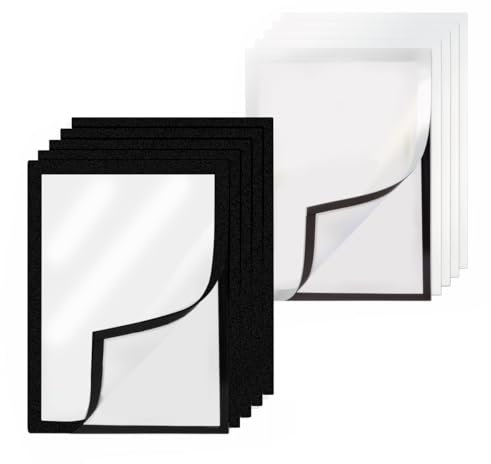 feyiubmen 10-teiliges Magnetrahmen Set,5 schwarz 5 silberne selbstklebende Magnetrahmen mit magnetischem Verschluss,Infotasche und Blatthalter für 11.6×8.26in A4 Dokumente,Poster.
