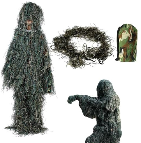 Generisch Tarnkleidung für Damen, Tarnkleidung für die Jagd,Atmungsaktive Survival-Tarnkleidung für Herren - Atmungsaktive Sniper-Grashose und Oberteil mit und Aufbewahrungstasche